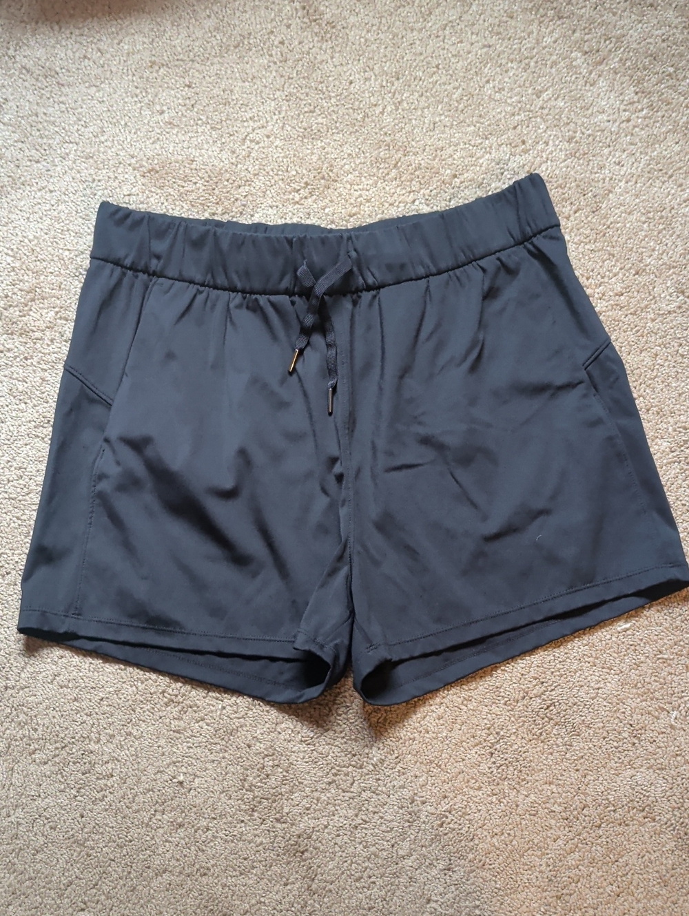 Women's Black Athletic Pull-On Shorts with Drawstring Waist